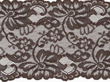 Elastische Spitze 150 mm - Blumen - braun