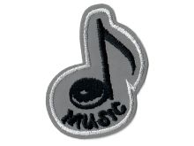 Applikation zum Aufbügeln Reflektor ca. 5 cm x 6,5 cm - reflektierende Musiknote - grau