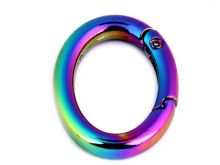 Karabiner Ring oval 1 Stück für Handtaschen/Schlüssel 28 x 39 mm - regenbogen