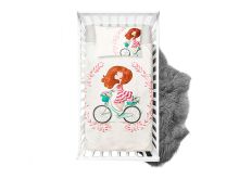 Webware Baumwolle Panel 75cm x 100cm Mädchen mit Fahrrad