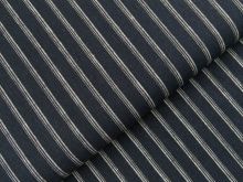 Gewebter Halbleinenstoff - Querstreifen - navy