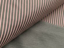 Leicht angerauter Sweat - diagonale Streifen - grau/rosa