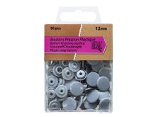 Druckknöpfe aus Kunststoff ca. 12 mm 30 Stück - grau