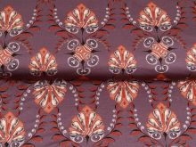 Jersey Viskose Sanetta Bordürenstoff ca. 150 cm x 120 cm - Blumiges-Muster - mauve