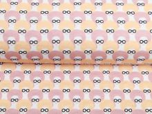 Single Jersey Sanetta - Bubiköpfe mit Brillen - weiß/rosa