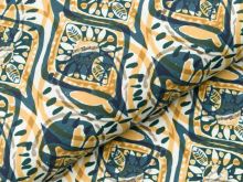 Jersey - Mandala Muster - weiß/ocker