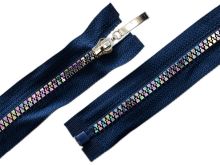 Reißverschluss mit Regenbogen Effekt teilbar - 5 mm x 60 cm - blau