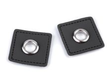 Aufnäh-Ösen auf Kunstleder 8mm 4 Stück - uni schwarz