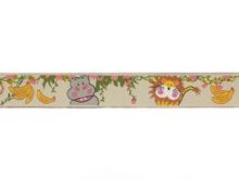 Webband mit Tieren ca. 15mm - beige