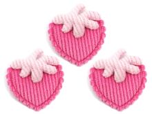 Applikation/Aufnäher gepolstert ca. 28 mm x 25 mm - 3 fruchtige Erdbeeren - rosa
