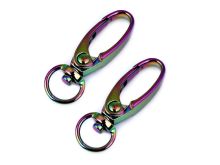 Karabinerhaken Metall - 2 Stück ca. 9 mm Lochdurchmesser - regenbogen