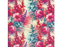 Webware Viskose-Leinen Stoff - Viola Blumenmuster - creme