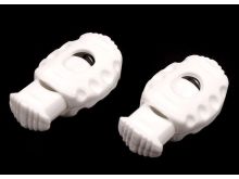 2 ovale Kordelstopper - 20 x 30 mm - für Kordeln mit max. 6 mm Durchmesser - weiß
