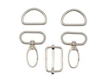 Taschenzubehör-Set Metall 25mm - silber