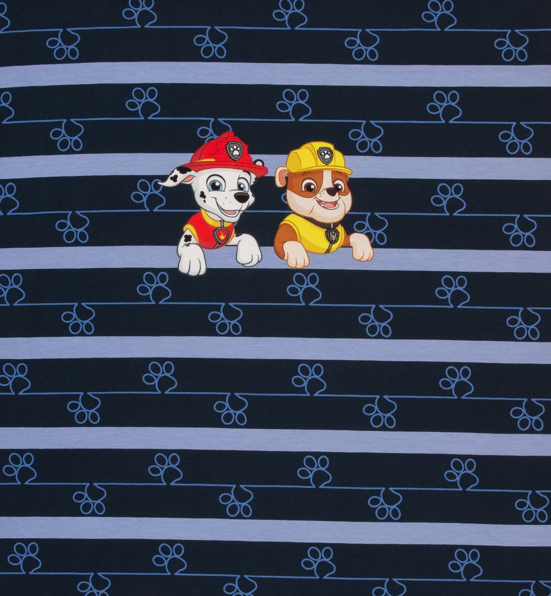 Jersey Swafing Paw Patrol PANEL ca. 50 x 60 cm  - Marshall & Friends auf Streifen - blau
