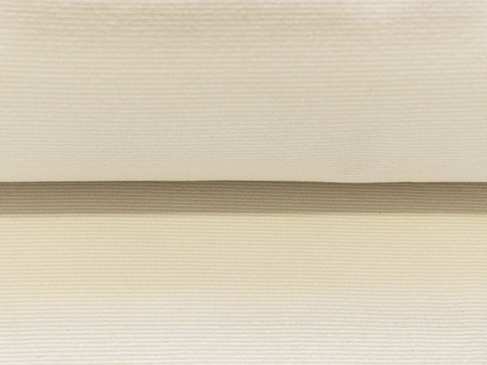 Bündchen glatt 70 cm im Schlauch - 1mm - breite Streifen - weiß-beige