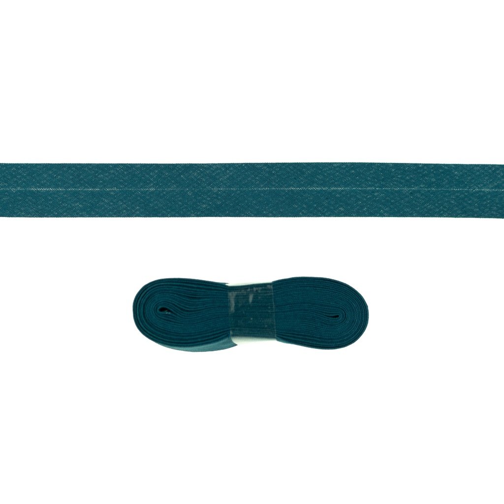 Schrägband/Einfassband Baumwolle gefalzt 20 mm - 3 m Coupon - uni petrol