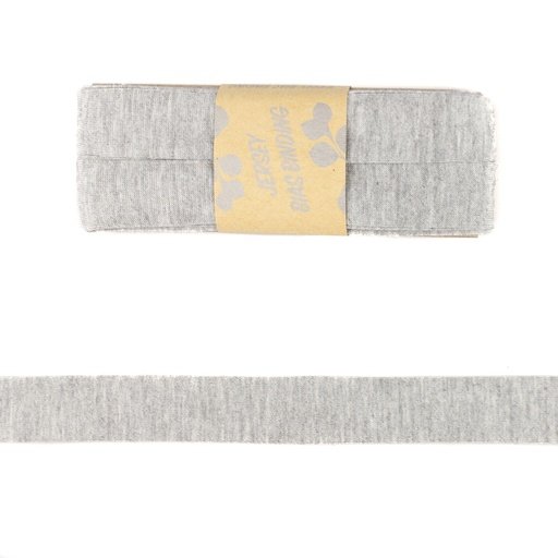 Jersey Viskose Schrägband/Einfassband gefalzt 20 mm x 3 m Coupon - meliert helles grau