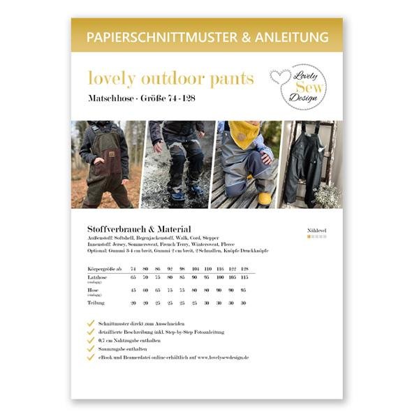 Papierschnittmuster lovely outdoor pants by LovelySewDesign - Matschhose - Kids