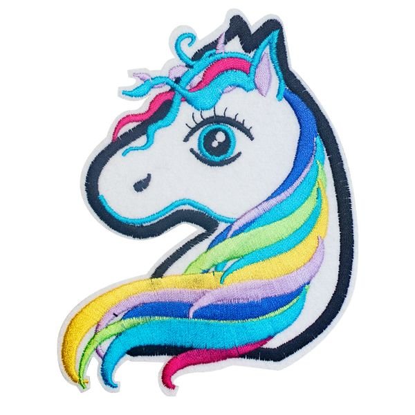 Applikation zum Aufbügeln ca. 11 cm x 14,5 cm - stolzes Einhorn - bunt