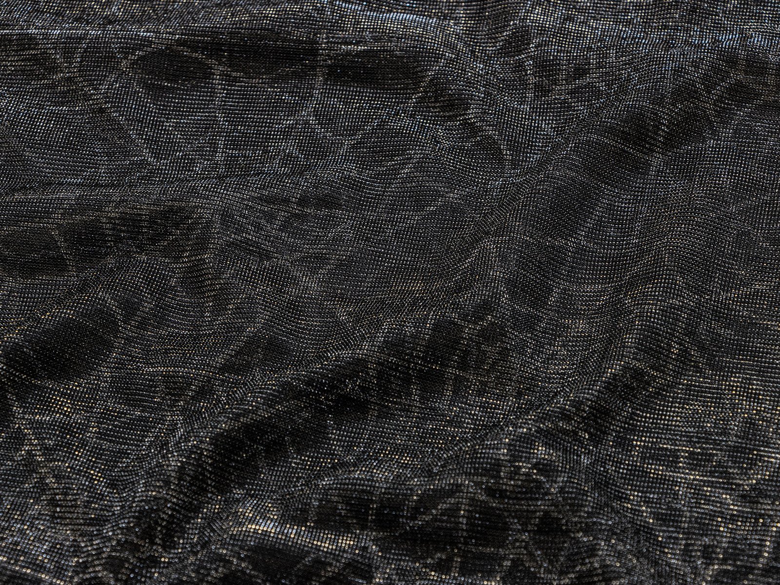Tüll mit Glitzerfäden - Spinnennetz- schwarz-silberfarben