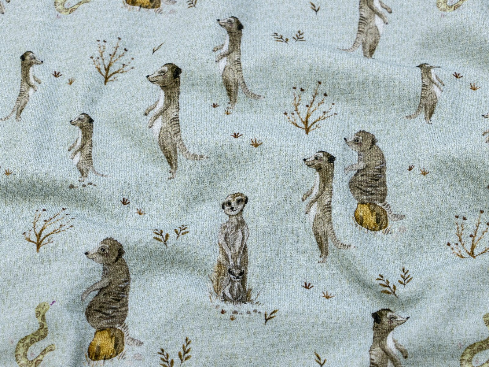Jersey Swafing Animals by Christiane Zielinski - verrückte Erdmännchen - graublau