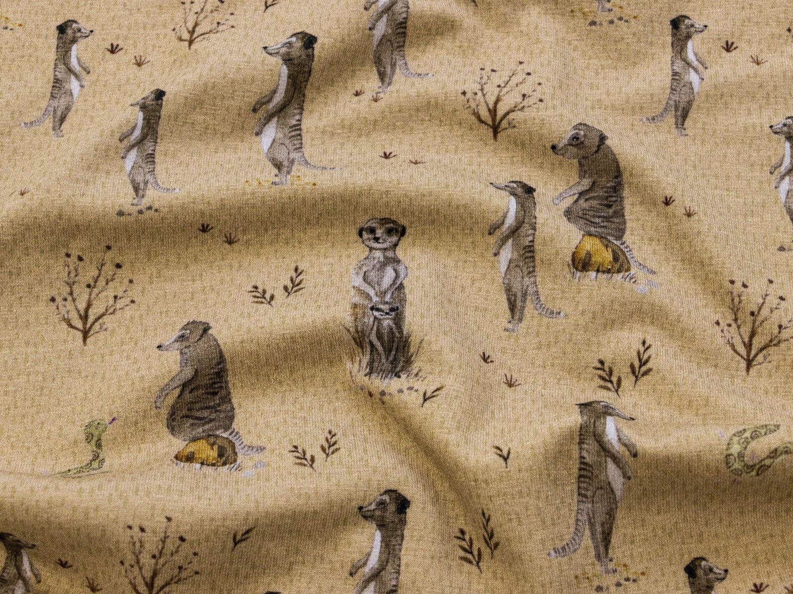 Jersey Swafing Animals by Christiane Zielinski - verrückte Erdmännchen - beige