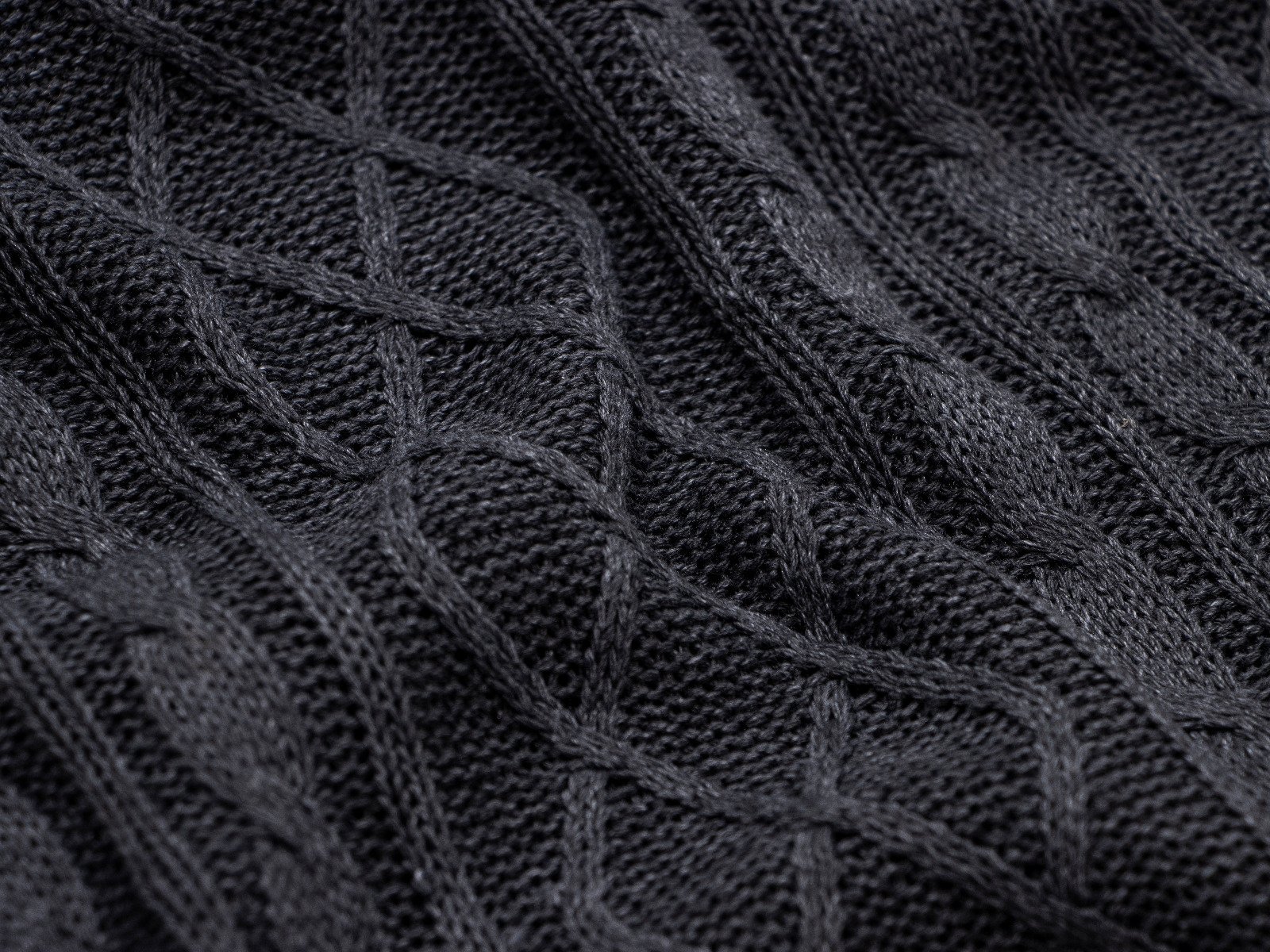 Strickstoff Big Knit mit Waben- und Zopfmuster - 370 gr/qm - anthrazit