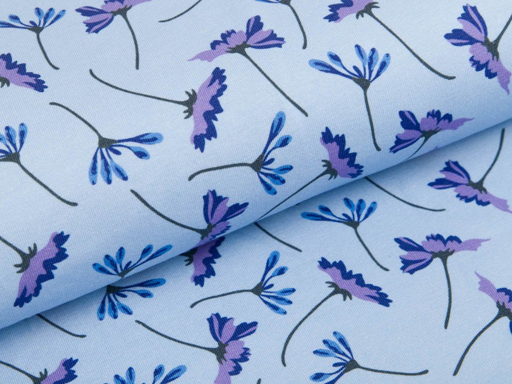 Jersey Avalana - tanzende Blumen - blau