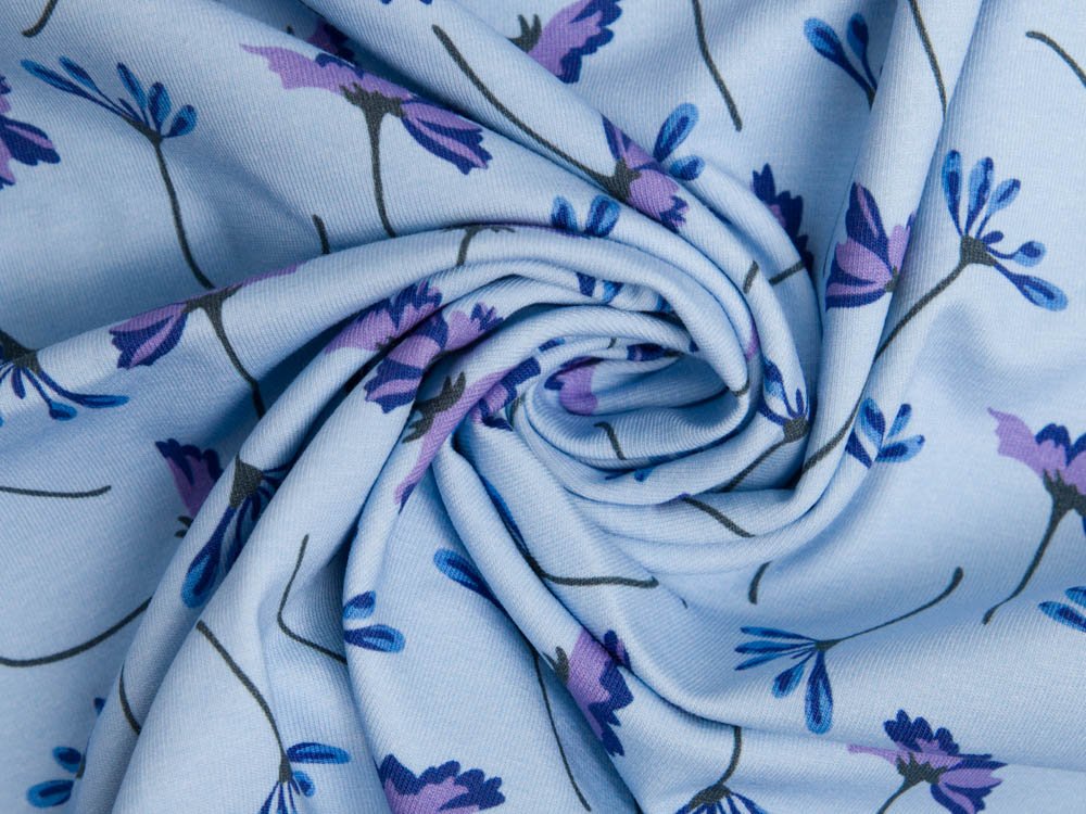 Jersey Avalana - tanzende Blumen - blau