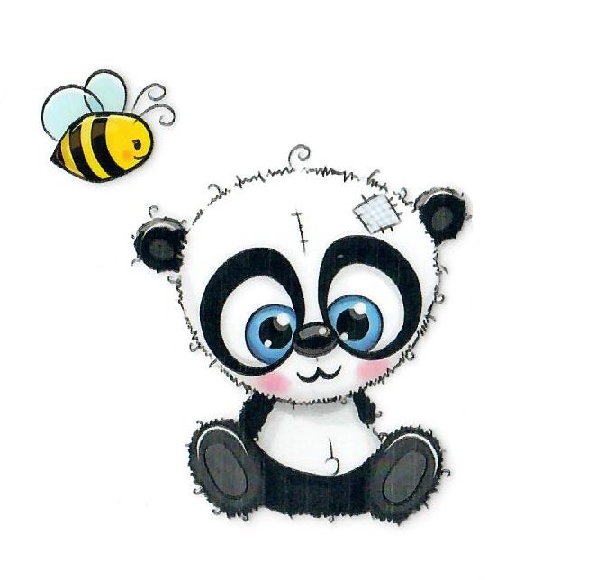 Transfer-Applikation zum Aufbügeln ca. 6,0 cm x 5,5 cm - Pandabär mit Biene