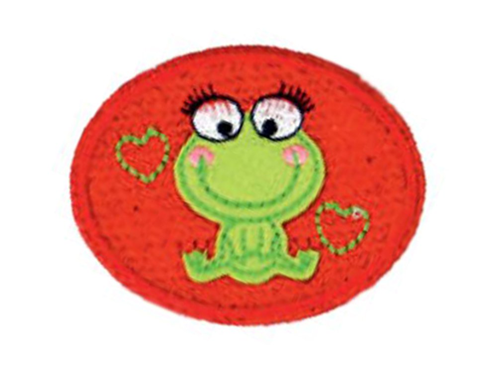 Applikation zum Aufbügeln ca. 5,5 cm x 4,5 cm - Frosch - rot/grün