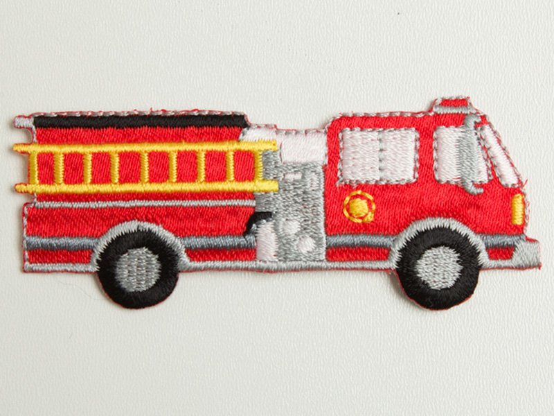 Applikation Feuerwehr Aufnäher Aufbügler Feuerwehrauto rot 