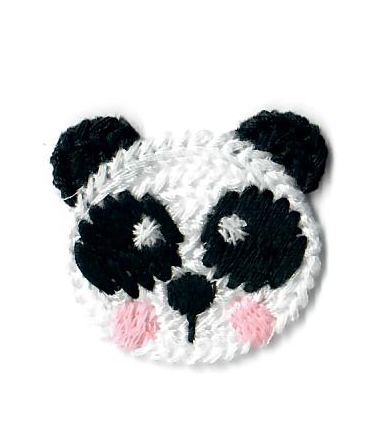 Häkelapplikation/Aufnäher ca. 30 mm x 35 mm - putziger Pandabär - weiß