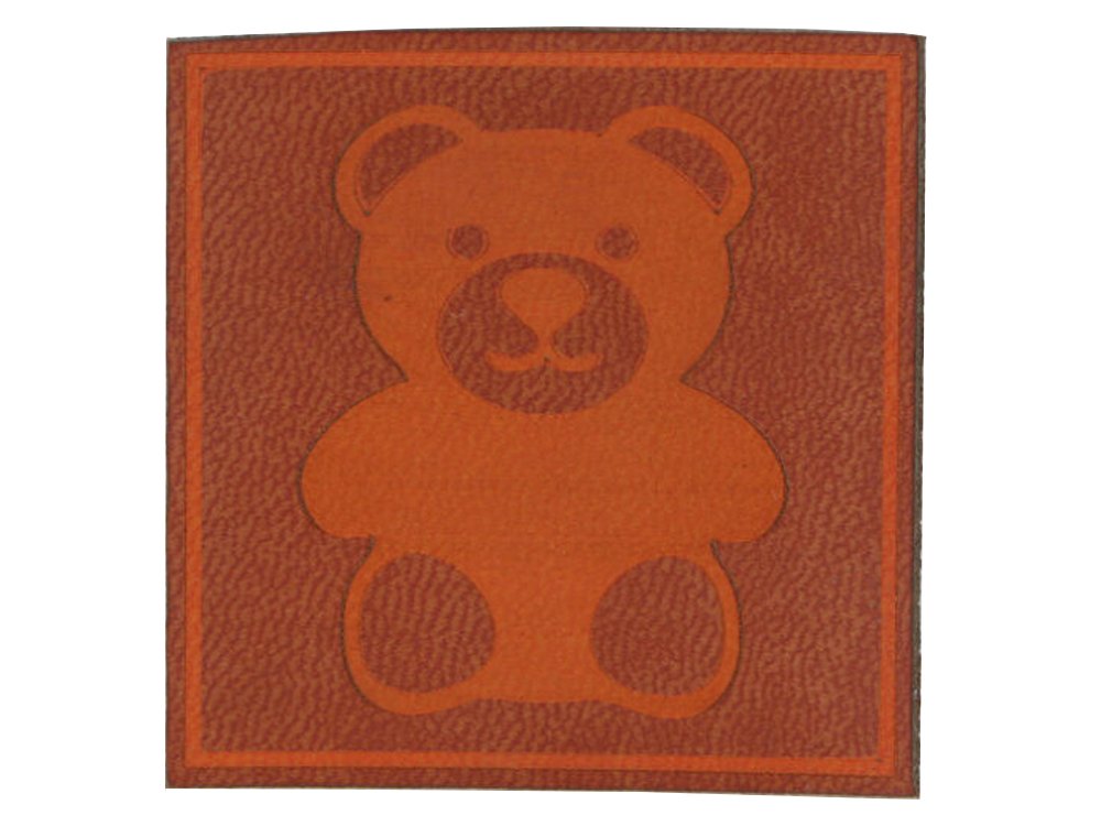 Applikation/Label aus ökologischem Kunstleder ca. 50x50mm - Teddy - dunkelbraun