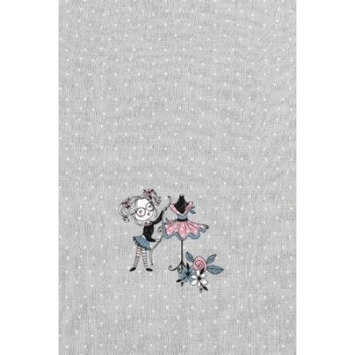 Jersey Digitaldruck Stenzo Sewing PANEL ca. 60 cm x 50 cm - Mädchen mit Schneiderpuppe - grau