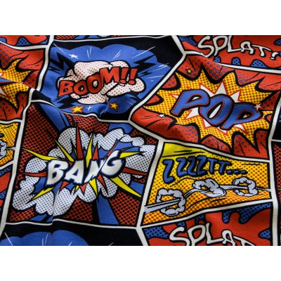 Jersey Printed Pop Art - Sprechblasen im Comicstyle - blau