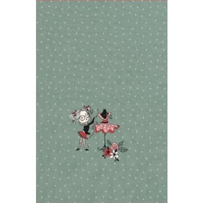Jersey Digitaldruck Stenzo Sewing PANEL ca. 60 cm x 50 cm - Mädchen mit Schneiderpuppe - mint