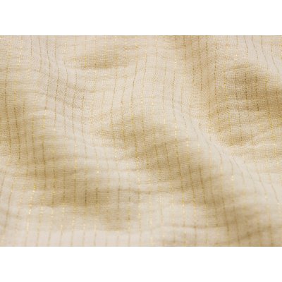 Musselin Baumwolle Double Gauze mit Metallic-Streifen - beige
