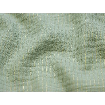 Musselin Baumwolle Double Gauze mit Metallic-Streifen - dunkles mint