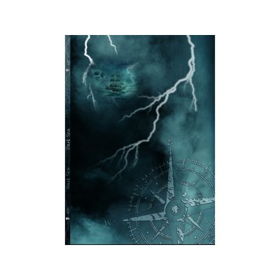 Sweat French Terry PANEL ca.  195cm x 140cm Digitaldruck Dark Sea by VerNÄHbar - Totenkopf und Schiff - dunkelblau