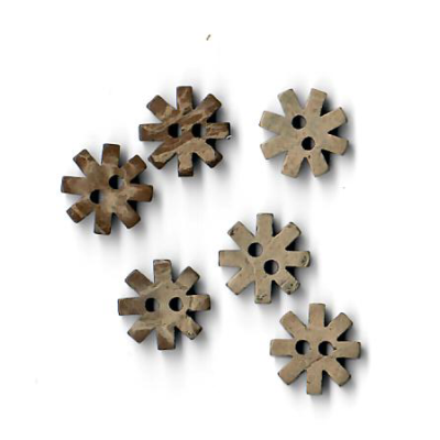 Runder Kokosnuss-Knopf - 6 Stück 13 mm - Blüte - dunkle holzfarbe