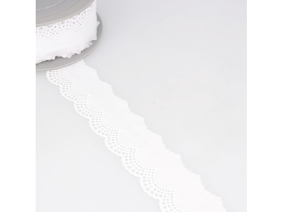 Spitze Broderie Baumwolle ca. 40 mm - Wellenstickerei - weiß