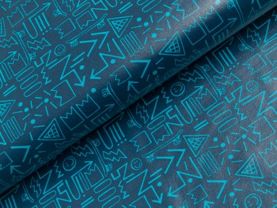 Beschichteter Jersey Reiko Swafing - Pfeile - dunkles blau