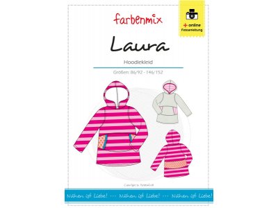 Papierschnittmuster Farbenmix Hoodiekleid LAURA - Mädchen