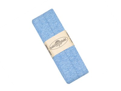 Jersey Schrägband Oaki doki gefalzt 20 mm x 3 m - meliert blau