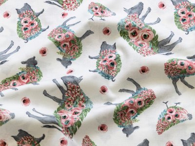 Webware Baumwolle Swafing French Hill Farm by Blank Quilting - floraler Bauernhof - wollweiß