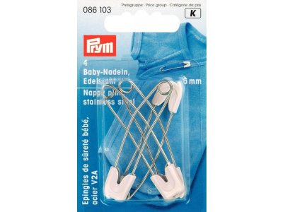 Baby-Sicherheitsnadeln Prym 55 mm - weiß - 4 stück
