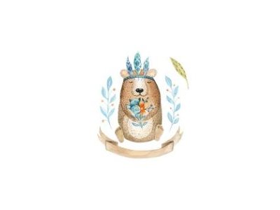 Transfer-Applikation zum Aufbügeln ca. 10,0 cm x 8,0 cm - Boho Bär mit Blumen
