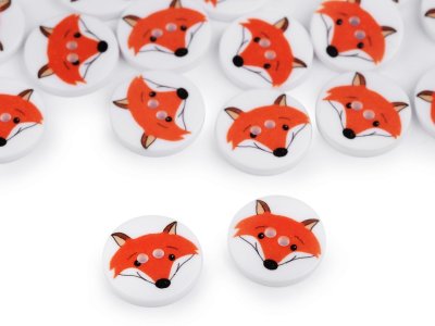 Kinderknöpfe 5 Stück/15,4 mm - Fuchs - weiß